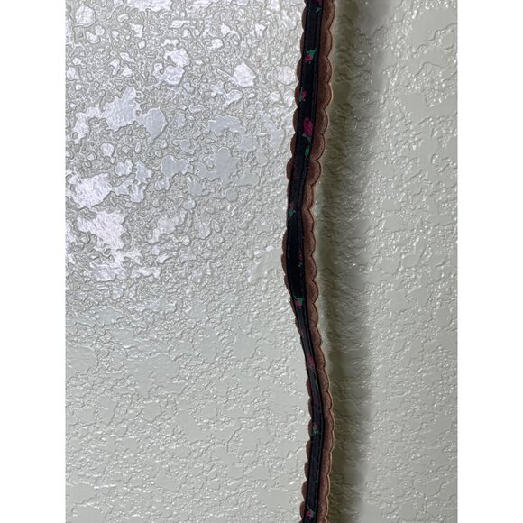 Betsey Johnson Black Brown Skinny Floral Belt Scallop Trim Size Large L - Picture 5 of 12